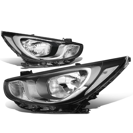 FAROS 12-14 HYUNDAI ACCENT - FITS NON PROJECTOR HEADLIGHT MODELS ONLY - H4 LOW / HIGH BEAM - CHROME HOUSING / CLEAR CORNER
