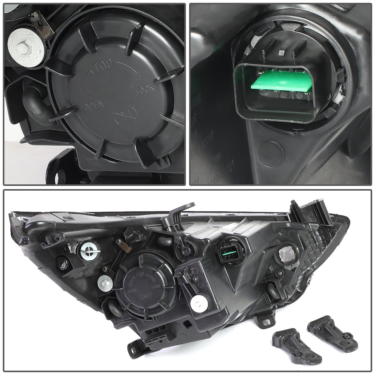 FAROS 12-14 HYUNDAI ACCENT - FITS NON PROJECTOR HEADLIGHT MODELS ONLY - H4 LOW / HIGH BEAM - SMOKE HOUSING / CLEAR CORNER