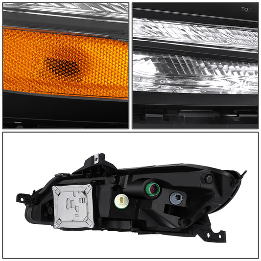 FAROS 14-18 JEEP CHEROKEE - FITS MODELS WITH FACTORY HALOGEN HEADLIGHTS ONLY. DOES NOT FIT HID MODELS - OE STYLE - LED DRL - PROJECTOR - 9005 LOW BEAM / HIGH BEAM,7440 SIGNAL, 194 MARKER - BLACK HOUSING / AMBER CORNER