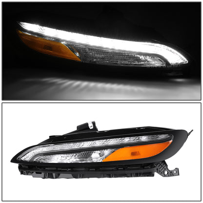 FAROS 14-18 JEEP CHEROKEE - FITS MODELS WITH FACTORY HALOGEN HEADLIGHTS ONLY. DOES NOT FIT HID MODELS - OE STYLE - LED DRL - PROJECTOR - 9005 LOW BEAM / HIGH BEAM,7440 SIGNAL, 194 MARKER - BLACK HOUSING / AMBER CORNER