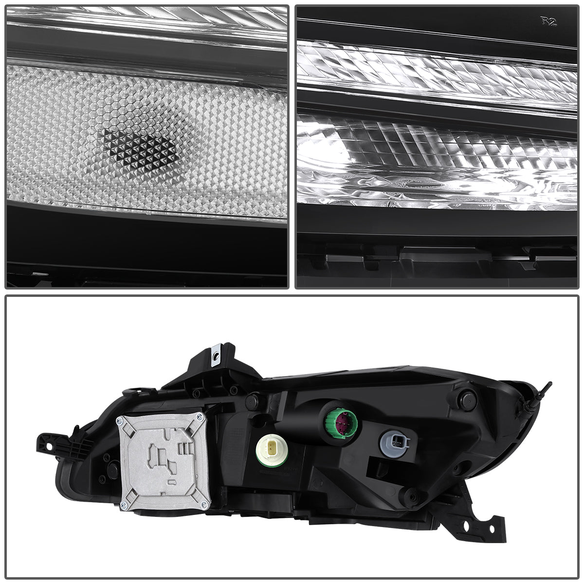 FAROS 14-18 JEEP CHEROKEE - FITS MODELS WITH FACTORY HALOGEN HEADLIGHTS ONLY. DOES NOT FIT HID MODELS - OE STYLE - LED DRL - PROJECTOR - 9005 LOW BEAM / HIGH BEAM,7440 SIGNAL, 194 MARKER - BLACK HOUSING / CLEAR CORNER