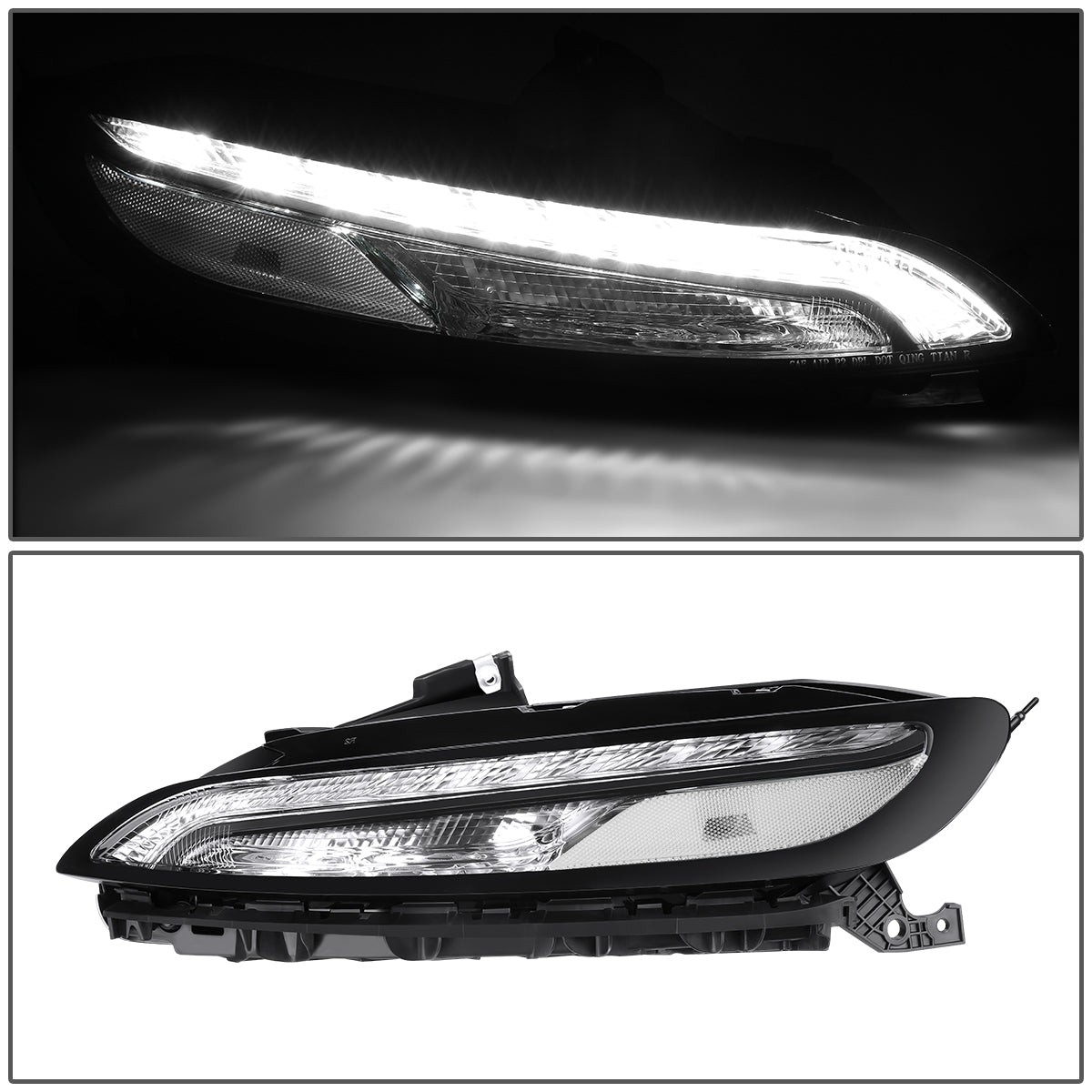 FAROS 14-18 JEEP CHEROKEE - FITS MODELS WITH FACTORY HALOGEN HEADLIGHTS ONLY. DOES NOT FIT HID MODELS - OE STYLE - LED DRL - PROJECTOR - 9005 LOW BEAM / HIGH BEAM,7440 SIGNAL, 194 MARKER - BLACK HOUSING / CLEAR CORNER