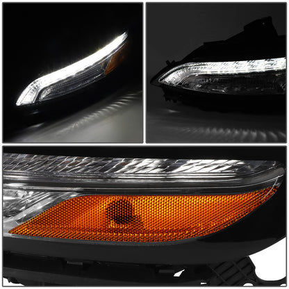 FAROS 14-18 JEEP CHEROKEE - FITS MODELS WITH FACTORY HALOGEN HEADLIGHTS ONLY. DOES NOT FIT HID MODELS - OE STYLE - LED DRL - PROJECTOR - 9005 LOW BEAM / HIGH BEAM,7440 SIGNAL, 194 MARKER - CHROME HOUSING / AMBER CORNER