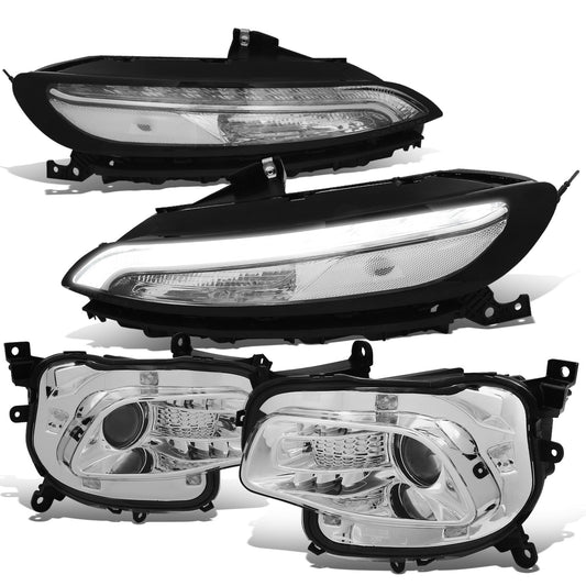FAROS 14-18 JEEP CHEROKEE - FITS MODELS WITH FACTORY HALOGEN HEADLIGHTS ONLY. DOES NOT FIT HID MODELS - OE STYLE - LED DRL - PROJECTOR - 9005 LOW BEAM / HIGH BEAM,7440 SIGNAL, 194 MARKER - CHROME HOUSING / CLEAR CORNER