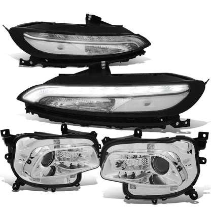 FAROS 14-18 JEEP CHEROKEE - FITS MODELS WITH FACTORY HALOGEN HEADLIGHTS ONLY. DOES NOT FIT HID MODELS - OE STYLE - LED DRL - PROJECTOR - 9005 LOW BEAM / HIGH BEAM,7440 SIGNAL, 194 MARKER - CHROME HOUSING / CLEAR CORNER
