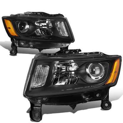 FAROS 14-16 JEEP GRAND CHEROKEE PRE FACELIFT - FITS MODELS WITH HALOGEN HEADLIGHTS ONLY - H1 LOW BEAM / 9005 HIGH BEAM - BLACK HOUSING / AMBER CORNER