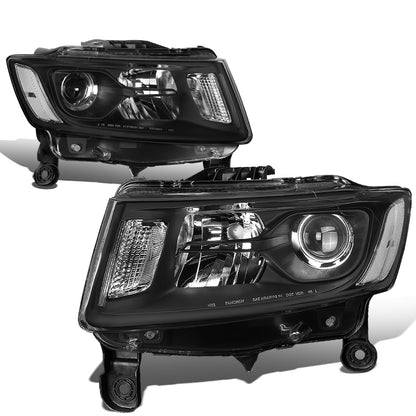 FAROS 14-16 JEEP GRAND CHEROKEE PRE FACELIFT - FITS MODELS WITH HALOGEN HEADLIGHTS ONLY - H1 LOW BEAM / 9005 HIGH BEAM - BLACK HOUSING / CLEAR CORNER