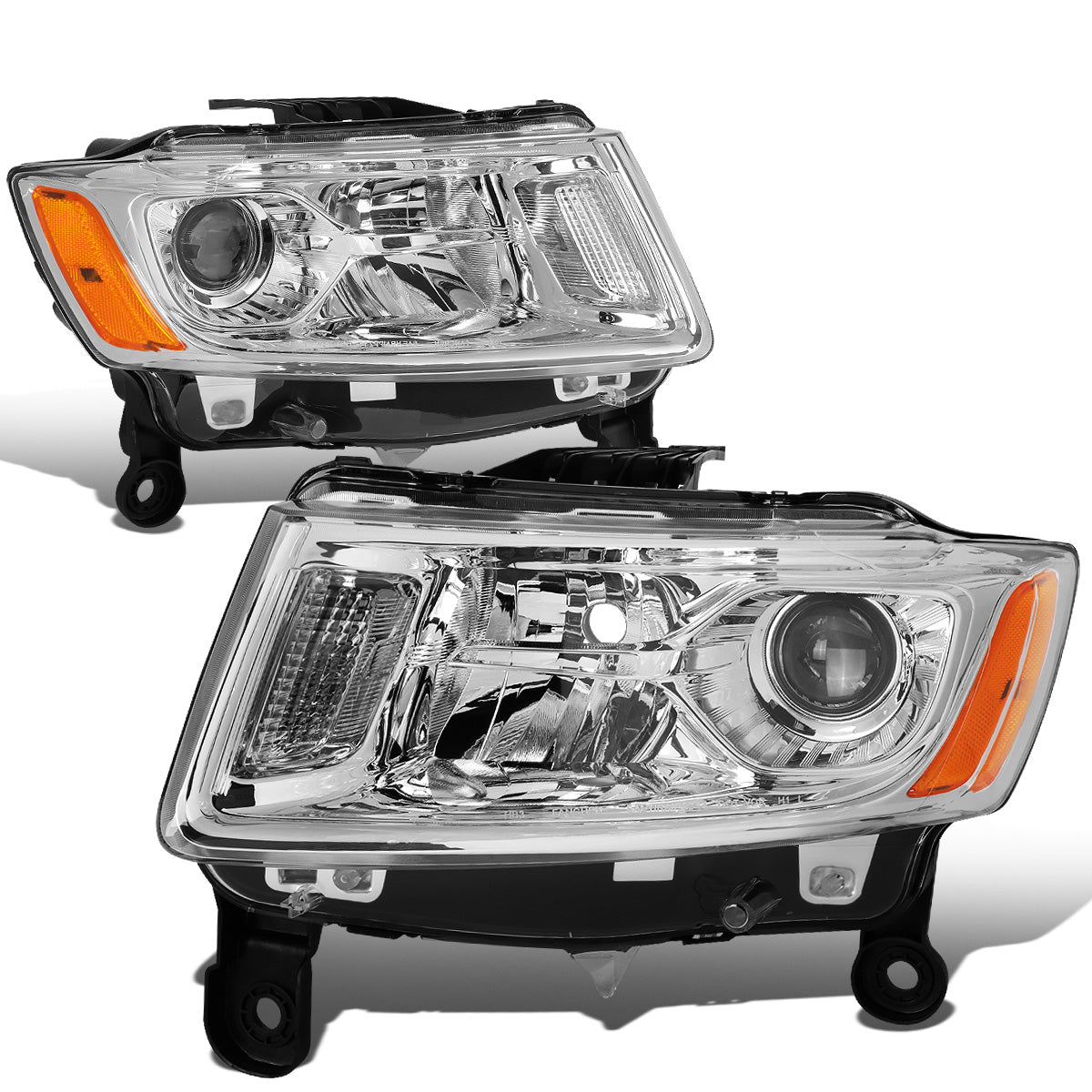 FAROS 14-16 JEEP GRAND CHEROKEE PRE FACELIFT - FITS MODELS WITH HALOGEN HEADLIGHTS ONLY - H1 LOW BEAM / 9005 HIGH BEAM - CHROME HOUSING / AMBER CORNER