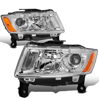FAROS 14-16 JEEP GRAND CHEROKEE PRE FACELIFT - FITS MODELS WITH HALOGEN HEADLIGHTS ONLY - H1 LOW BEAM / 9005 HIGH BEAM - CHROME HOUSING / AMBER CORNER