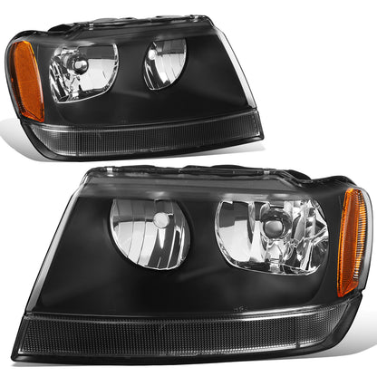 FAROS 99-04 JEEP GRAND CHEROKEE 4-DOOR - 9006 LOW BEAM / 9005 HIGH BEAM - BLACK HOUSING / AMBER CORNER