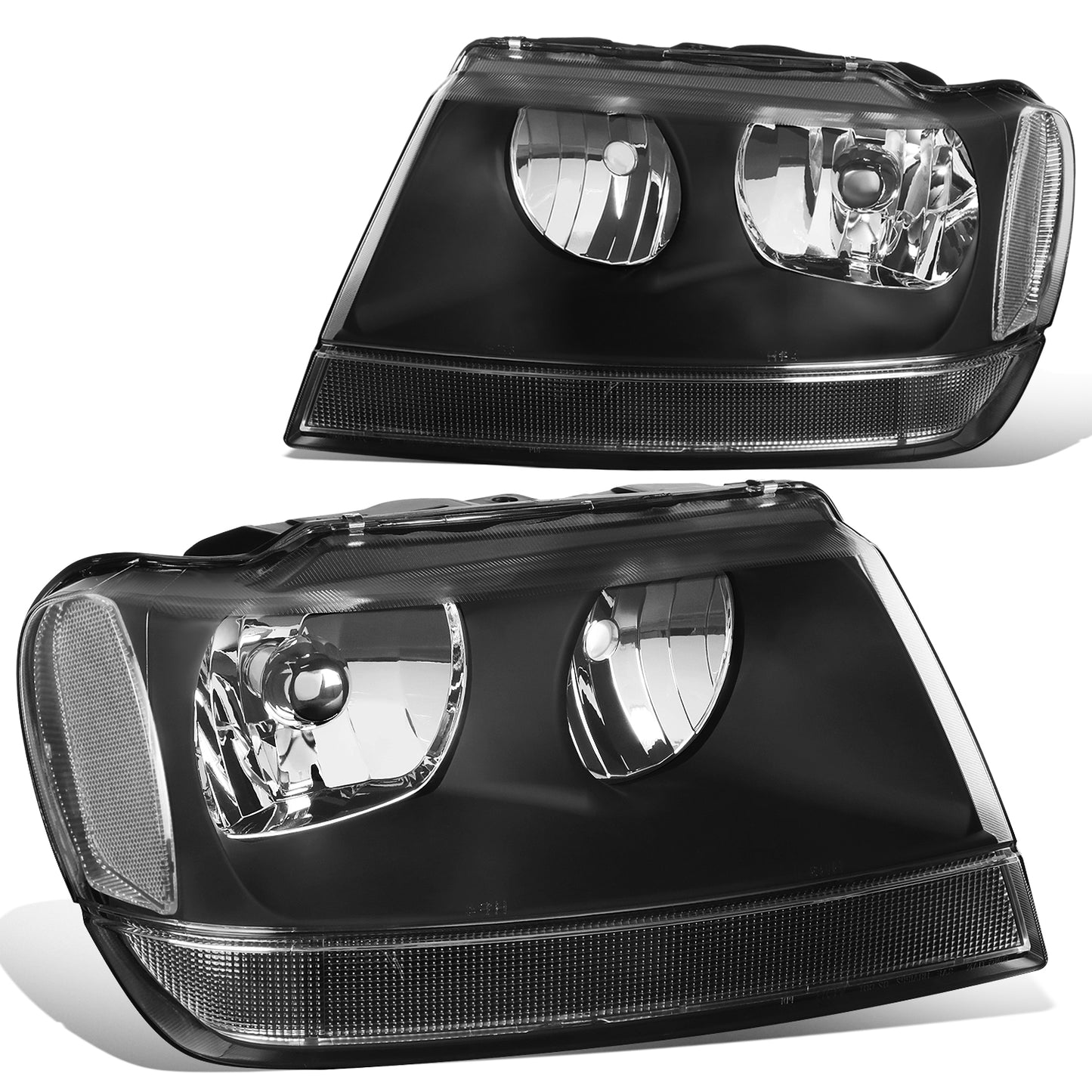 FAROS 99-04 JEEP GRAND CHEROKEE 4-DOOR - 9006 LOW BEAM / 9005 HIGH BEAM - BLACK HOUSING / CLEAR CORNER