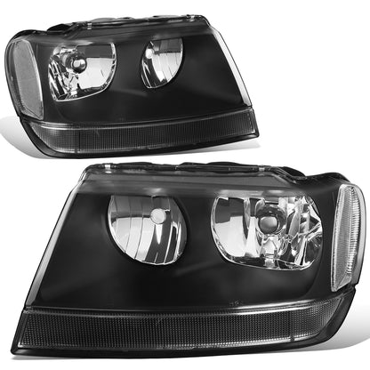 FAROS 99-04 JEEP GRAND CHEROKEE 4-DOOR - 9006 LOW BEAM / 9005 HIGH BEAM - BLACK HOUSING / CLEAR CORNER