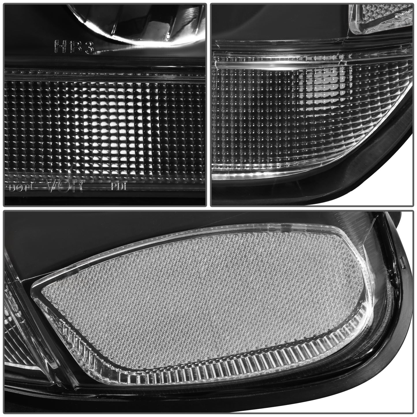 FAROS 99-04 JEEP GRAND CHEROKEE 4-DOOR - 9006 LOW BEAM / 9005 HIGH BEAM - BLACK HOUSING / CLEAR CORNER