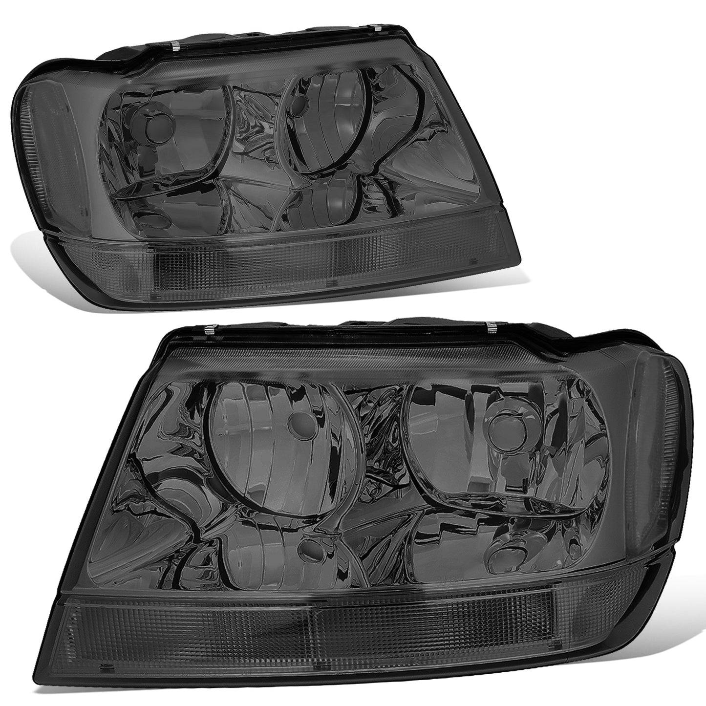 FAROS 99-04 JEEP GRAND CHEROKEE 4-DOOR - 9006 LOW BEAM / 9005 HIGH BEAM - SMOKE HOUSING / CLEAR CORNER