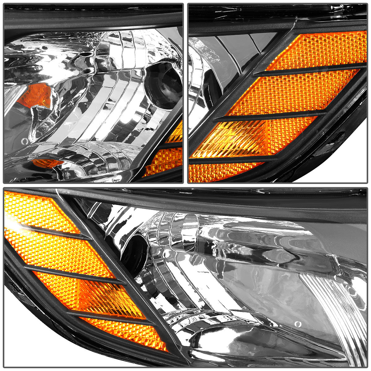 FAROS 10-13 KIA FORTE - H7 LOW BEAM / H1 HIGH BEAM - BLACK HOUSING / AMBER CORNER