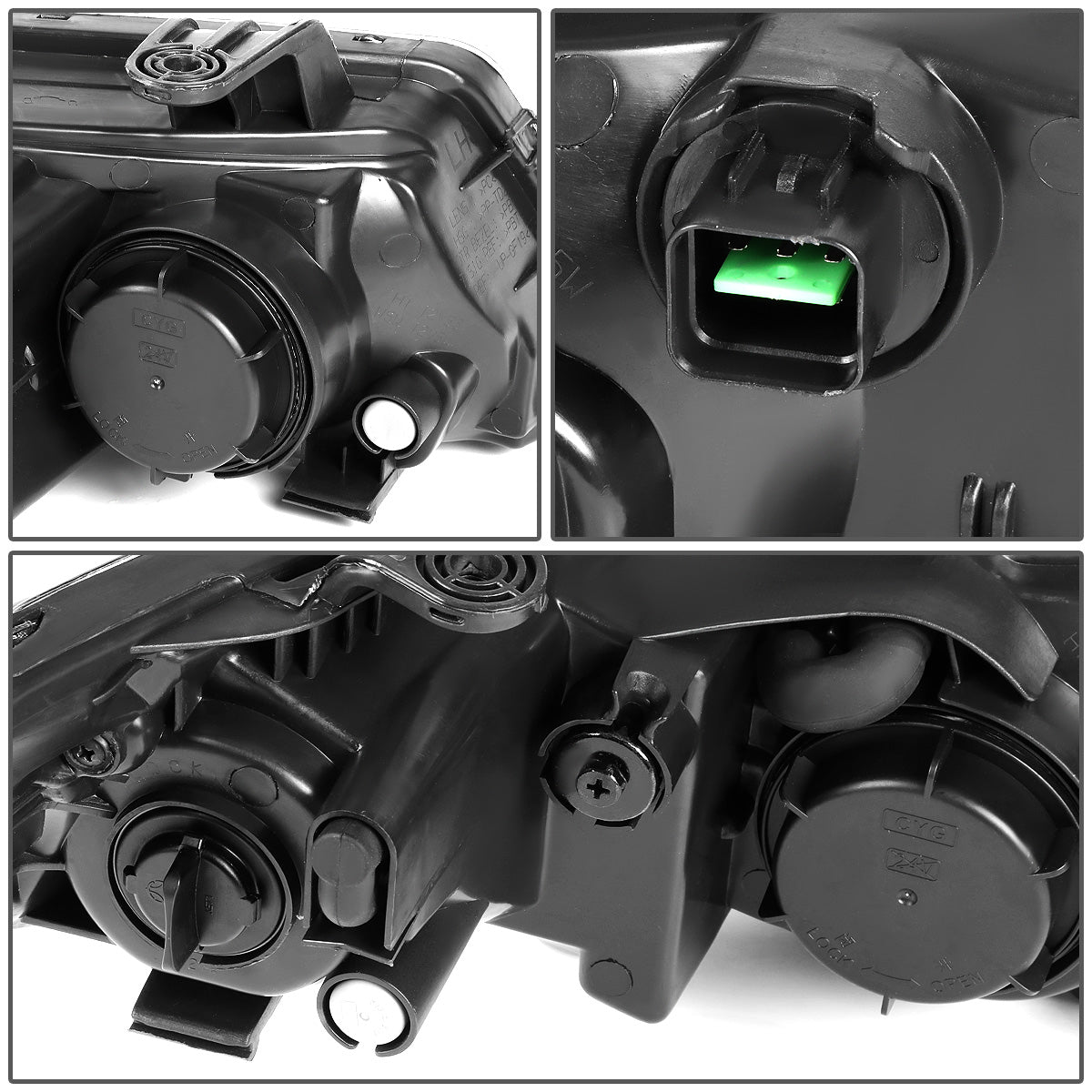 FAROS 10-13 KIA FORTE - H7 LOW BEAM / H1 HIGH BEAM - BLACK HOUSING / AMBER CORNER