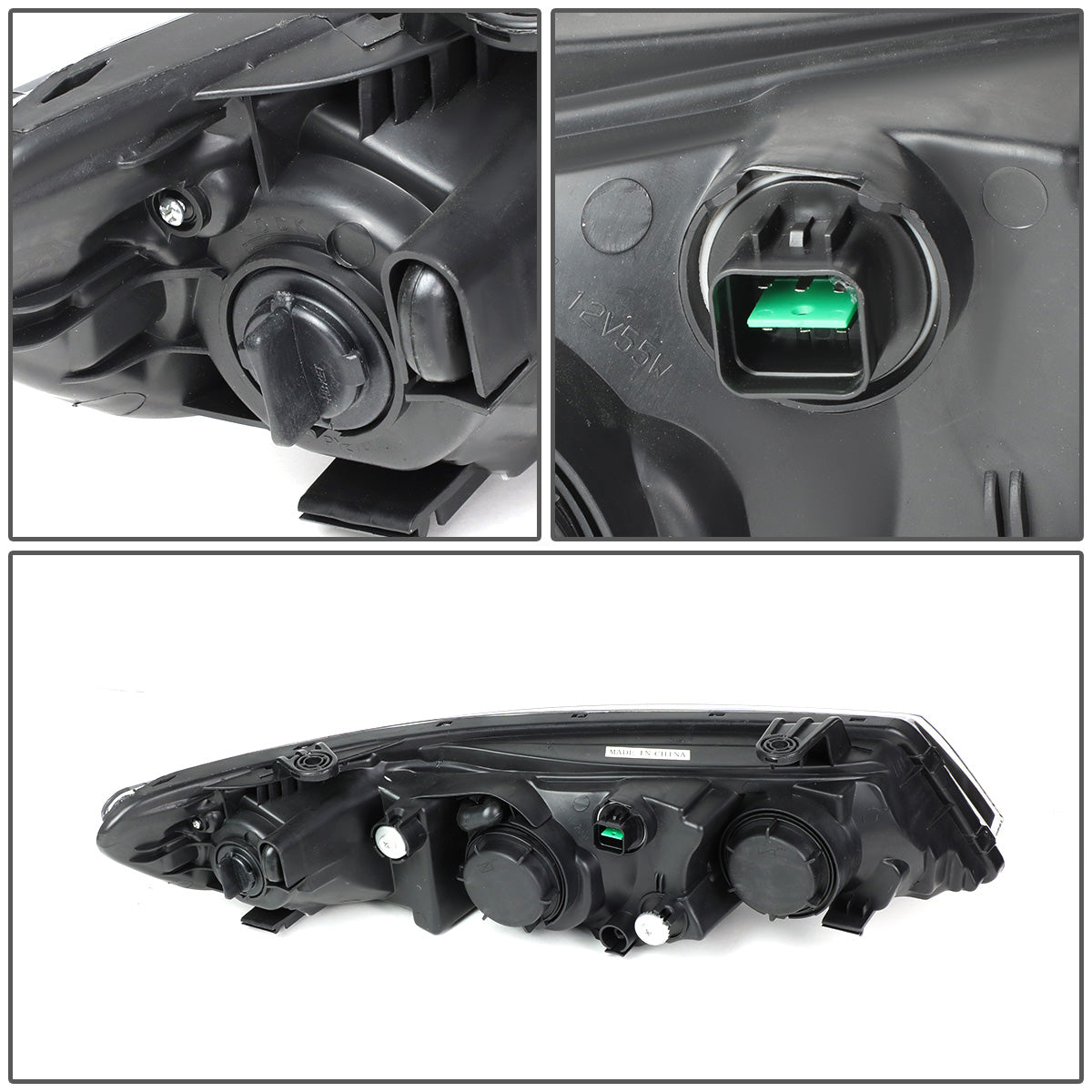 FAROS 10-13 KIA FORTE - H7 LOW BEAM / H1 HIGH BEAM - BLACK HOUSING / CLEAR CORNER