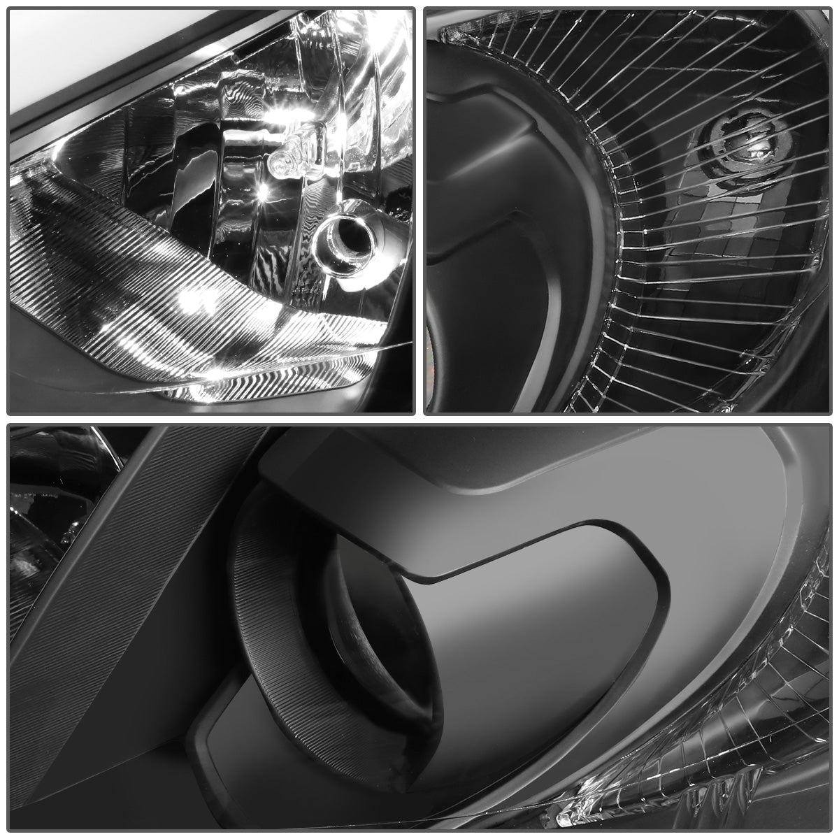 FAROS 14-16 KIA FORTE, FORTE KOUP, FORTE 5 - FITS HALOGEN MODELS W/O LED DRL ONLY - PROJECTOR LOW BEAM - H1 HIGH / H7 LOW / 2357A SIGNAL - BLACK HOUSING / CLEAR CORNER