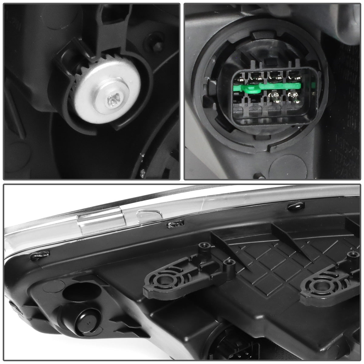 FAROS 14-16 KIA FORTE, FORTE KOUP, FORTE 5 - FITS HALOGEN MODELS W/O LED DRL ONLY - PROJECTOR LOW BEAM - H1 HIGH / H7 LOW / 2357A SIGNAL - BLACK HOUSING / CLEAR CORNER