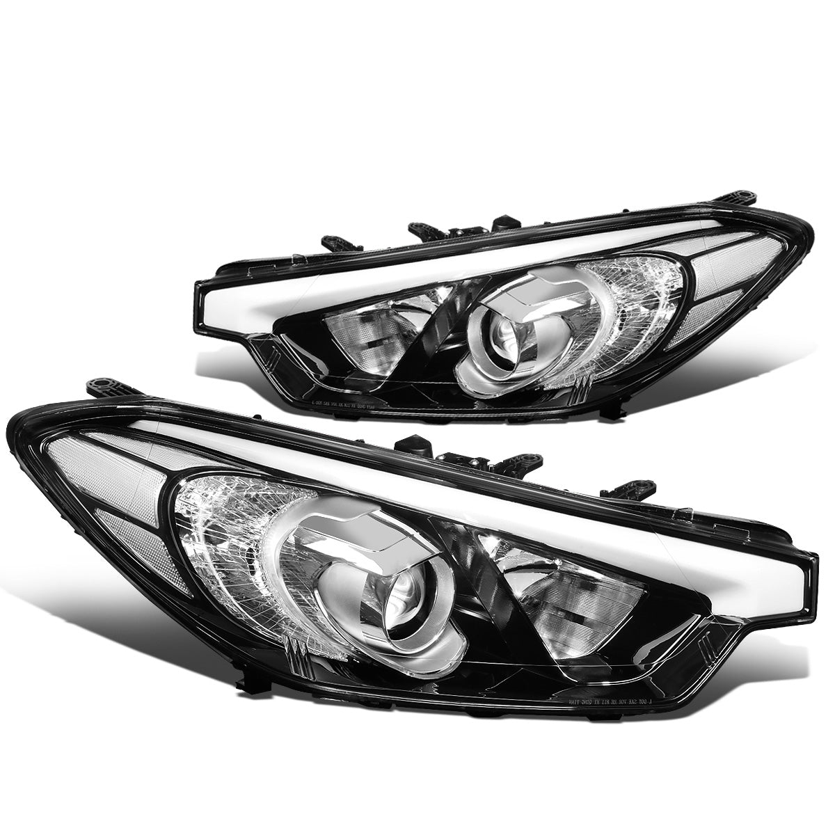 FAROS 14-16 KIA FORTE, FORTE KOUP, FORTE 5 - FITS HALOGEN MODELS W/O LED DRL ONLY - PROJECTOR LOW BEAM - H1 HIGH / H7 LOW / 2357A SIGNAL - CHROME HOUSING / CLEAR CORNER