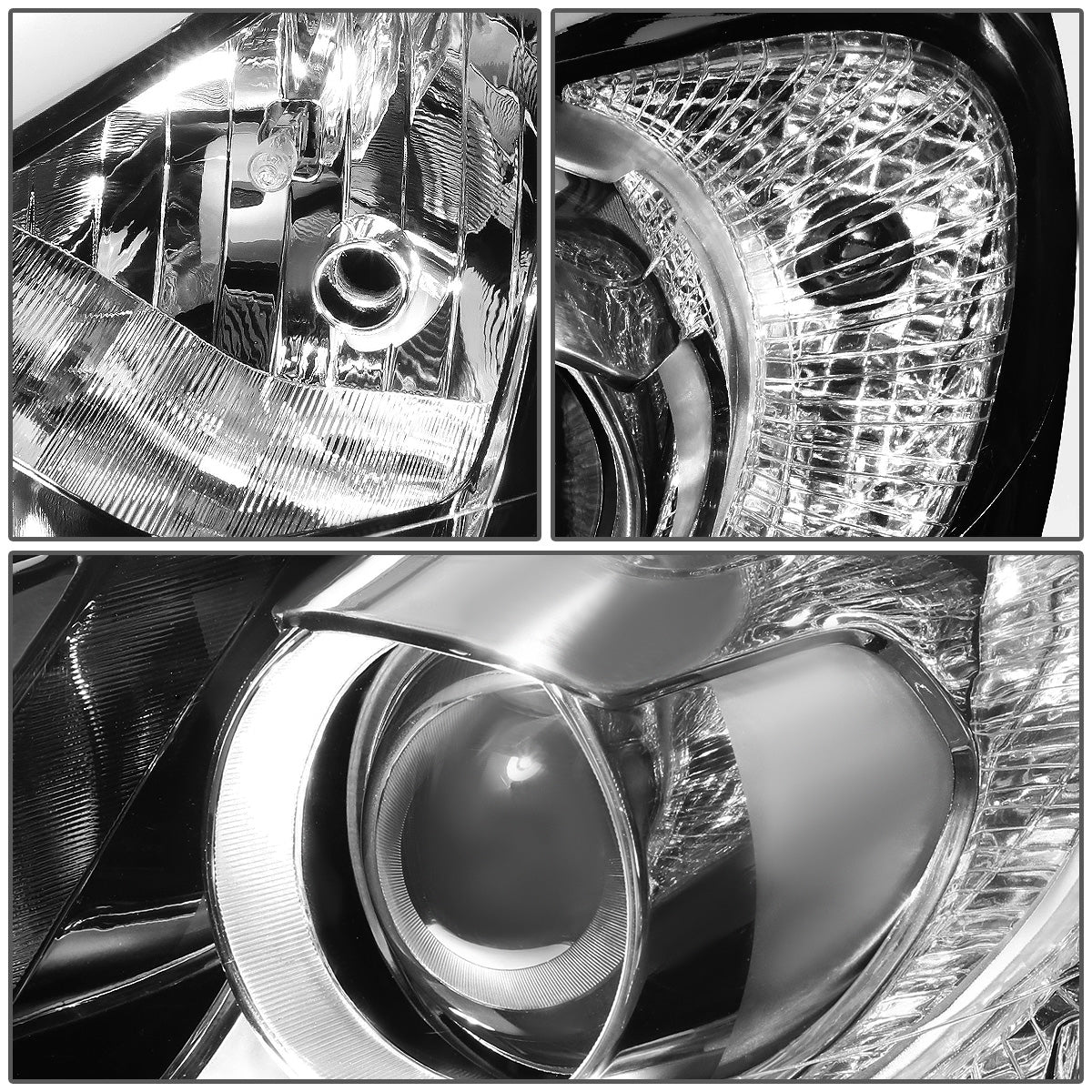 FAROS 14-16 KIA FORTE, FORTE KOUP, FORTE 5 - FITS HALOGEN MODELS W/O LED DRL ONLY - PROJECTOR LOW BEAM - H1 HIGH / H7 LOW / 2357A SIGNAL - CHROME HOUSING / CLEAR CORNER