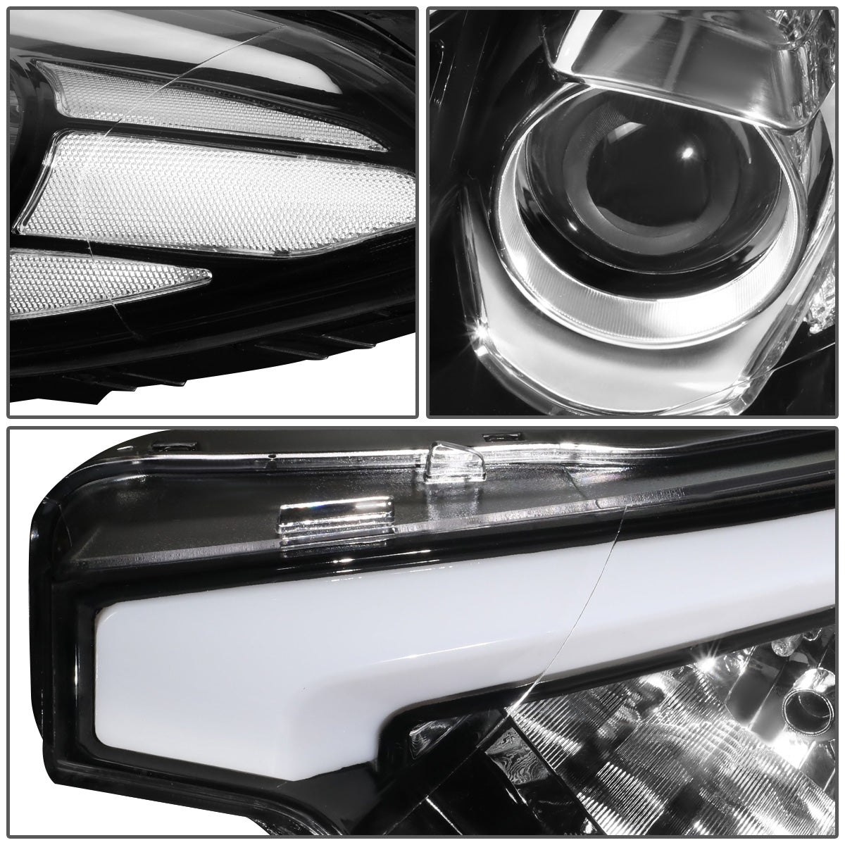 FAROS 14-16 KIA FORTE, FORTE KOUP, FORTE 5 - FITS HALOGEN MODELS W/O LED DRL ONLY - PROJECTOR LOW BEAM - H1 HIGH / H7 LOW / 2357A SIGNAL - CHROME HOUSING / CLEAR CORNER