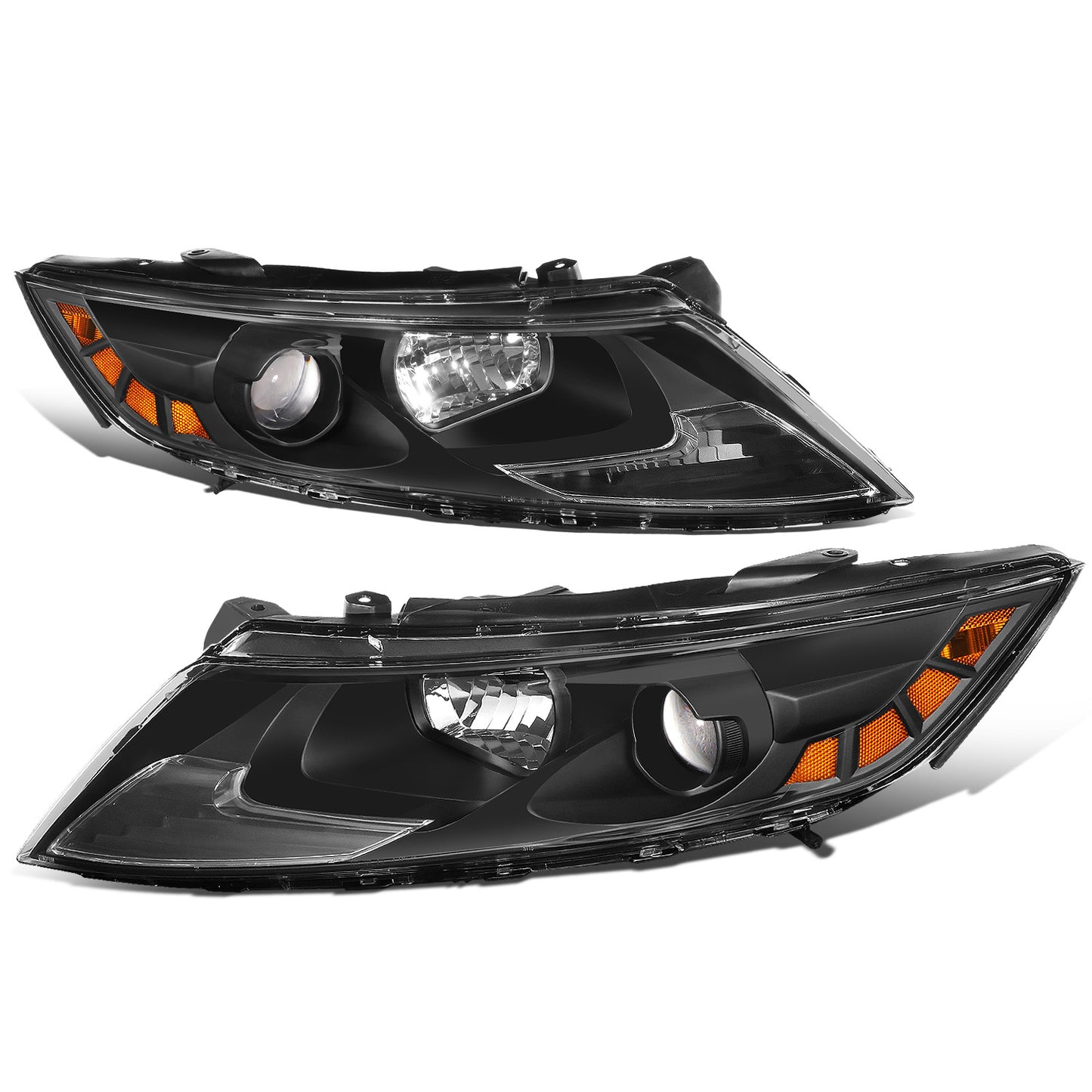 FAROS 11-13 KIA OPTIMA - FITS MODELS W/ FACTORY HALOGEN HEADLIGHTS - OE STYLE - PROJECTOR - H11B LOW BEAM / H1 HIGH BEAM - BLACK HOUSING / AMBER CORNER