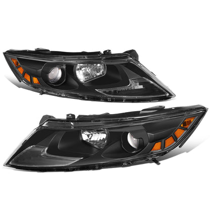 FAROS 11-13 KIA OPTIMA - FITS MODELS W/ FACTORY HALOGEN HEADLIGHTS - OE STYLE - PROJECTOR - H11B LOW BEAM / H1 HIGH BEAM - BLACK HOUSING / AMBER CORNER