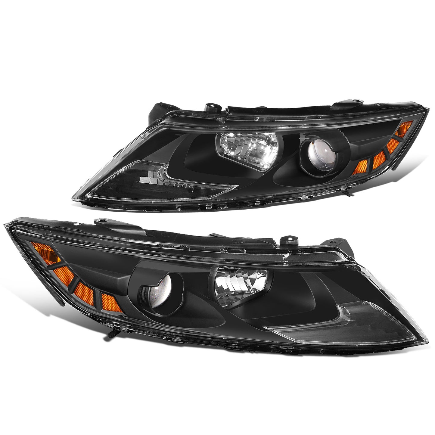 FAROS 11-13 KIA OPTIMA - FITS MODELS W/ FACTORY HALOGEN HEADLIGHTS - OE STYLE - PROJECTOR - H11B LOW BEAM / H1 HIGH BEAM - BLACK HOUSING / AMBER CORNER
