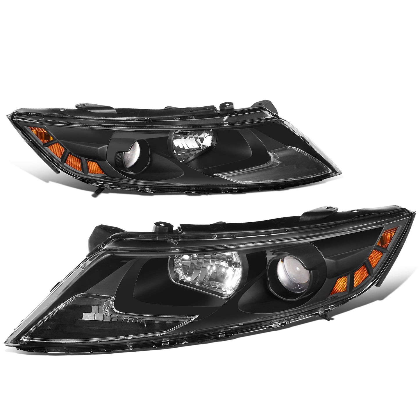 FAROS 11-13 KIA OPTIMA - FITS MODELS W/ FACTORY HALOGEN HEADLIGHTS - OE STYLE - PROJECTOR - H11B LOW BEAM / H1 HIGH BEAM - BLACK HOUSING / AMBER CORNER