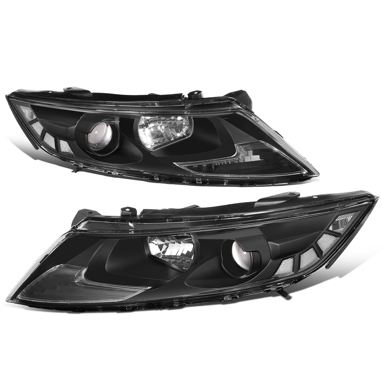 FAROS 11-13 KIA OPTIMA - FITS MODELS W/ FACTORY HALOGEN HEADLIGHTS - OE STYLE - PROJECTOR - H11B LOW BEAM / H1 HIGH BEAM - BLACK HOUSING / CLEAR CORNER