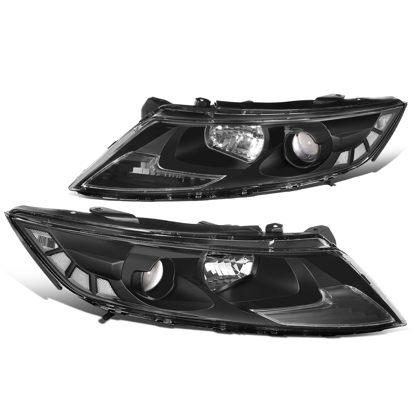 FAROS 11-13 KIA OPTIMA - FITS MODELS W/ FACTORY HALOGEN HEADLIGHTS - OE STYLE - PROJECTOR - H11B LOW BEAM / H1 HIGH BEAM - BLACK HOUSING / CLEAR CORNER