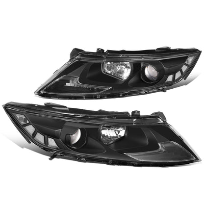 FAROS 11-13 KIA OPTIMA - FITS MODELS W/ FACTORY HALOGEN HEADLIGHTS - OE STYLE - PROJECTOR - H11B LOW BEAM / H1 HIGH BEAM - BLACK HOUSING / CLEAR CORNER