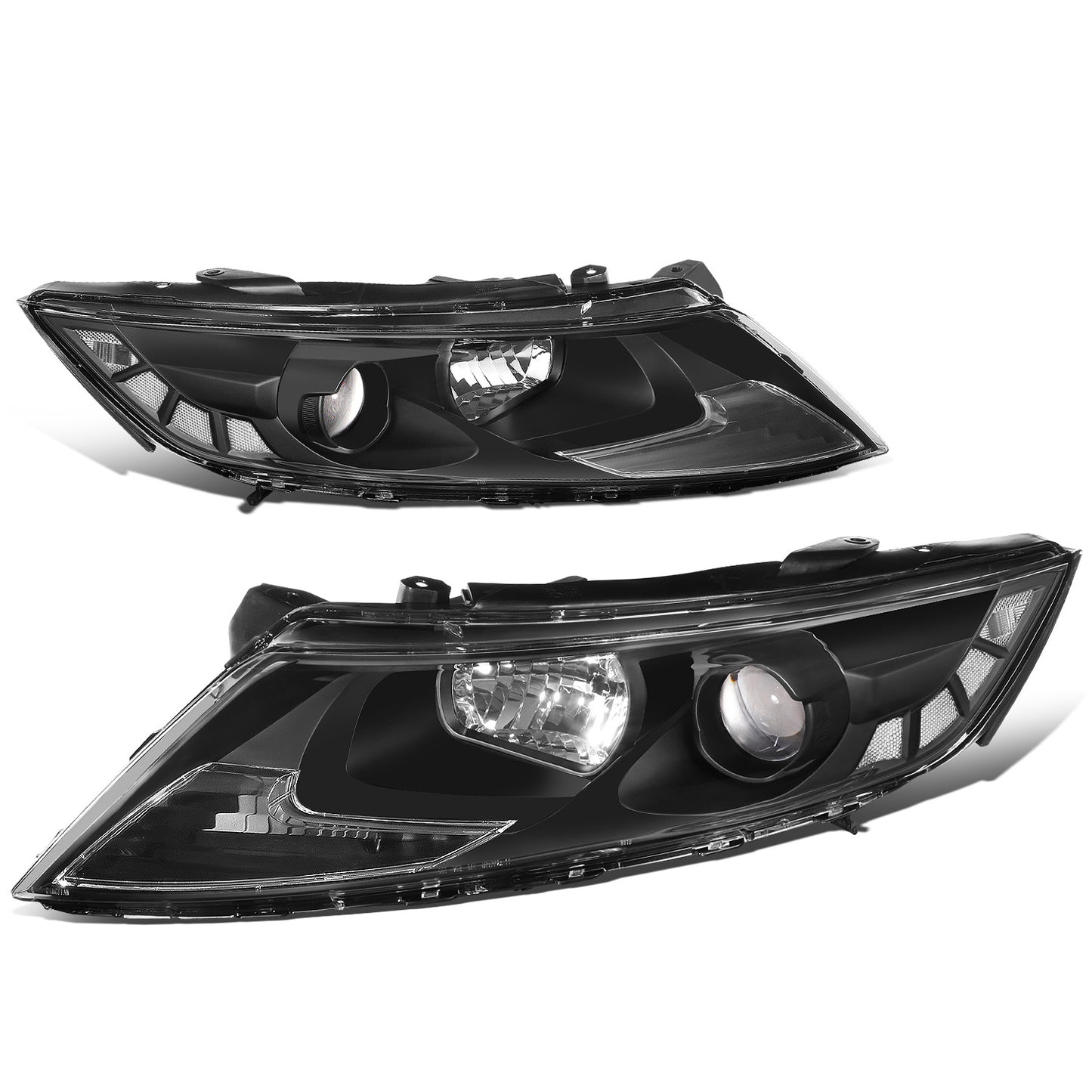 FAROS 11-13 KIA OPTIMA - FITS MODELS W/ FACTORY HALOGEN HEADLIGHTS - OE STYLE - PROJECTOR - H11B LOW BEAM / H1 HIGH BEAM - BLACK HOUSING / CLEAR CORNER
