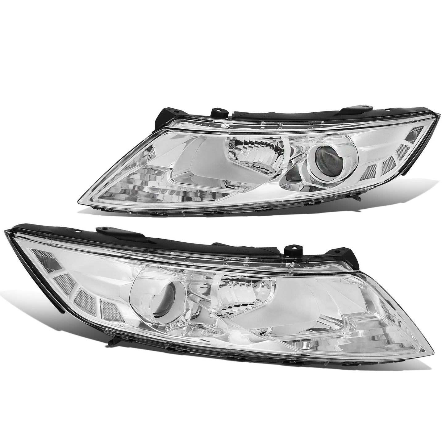 FAROS 11-13 KIA OPTIMA - FITS MODELS W/ FACTORY HALOGEN HEADLIGHTS - OE STYLE - PROJECTOR - H11B LOW BEAM / H1 HIGH BEAM - CHROME HOUSING / CLEAR CORNER