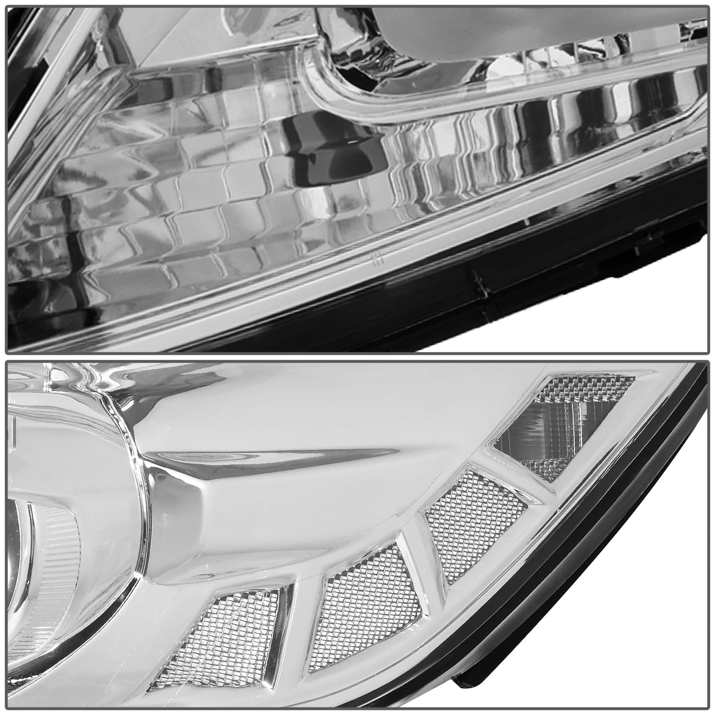 FAROS 11-13 KIA OPTIMA - FITS MODELS W/ FACTORY HALOGEN HEADLIGHTS - OE STYLE - PROJECTOR - H11B LOW BEAM / H1 HIGH BEAM - CHROME HOUSING / CLEAR CORNER