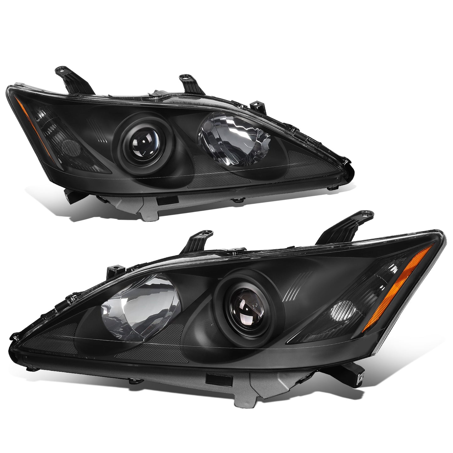 FAROS 07-09 LEXUS ES350 - FITS MODELS W/ FACTORY HALOGEN HEADLIGHTS ONLY - OEM STYLE - H7 LOW BEAM / 9005 HIGH BEAM / 7440A SIGNAL / 168 MARKER - BLACK HOUSING / AMBER CORNER