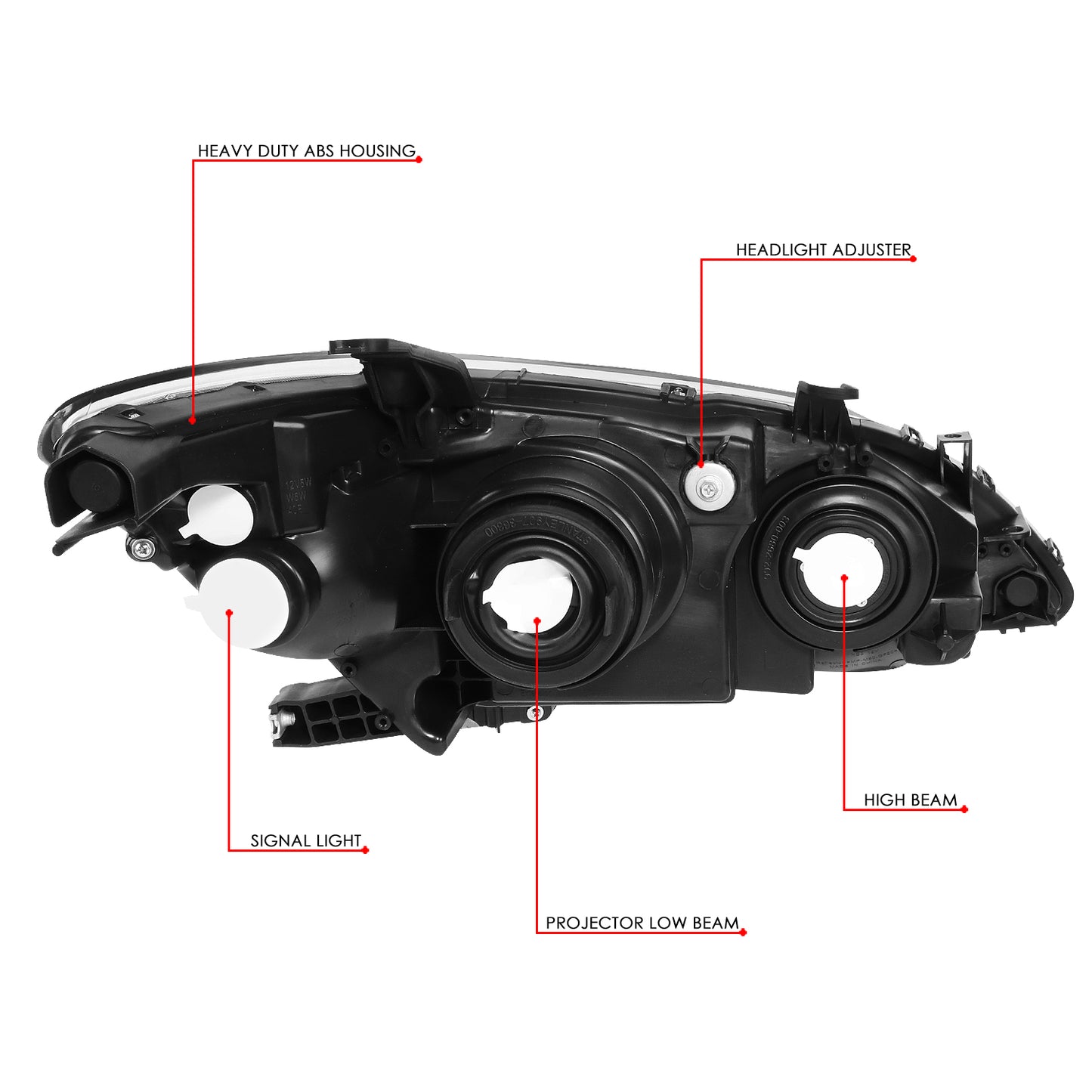 FAROS 07-09 LEXUS ES350 - FITS MODELS W/ FACTORY HALOGEN HEADLIGHTS ONLY - OEM STYLE - H7 LOW BEAM / 9005 HIGH BEAM / 7440A SIGNAL / 168 MARKER - BLACK HOUSING / AMBER CORNER
