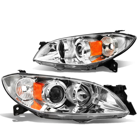FAROS 04-09 MAZDA 3 SEDAN 4-DOOR - H7 LOW BEAM / 9005 HIGH BEAM - CHROME HOUSING / AMBER CORNER