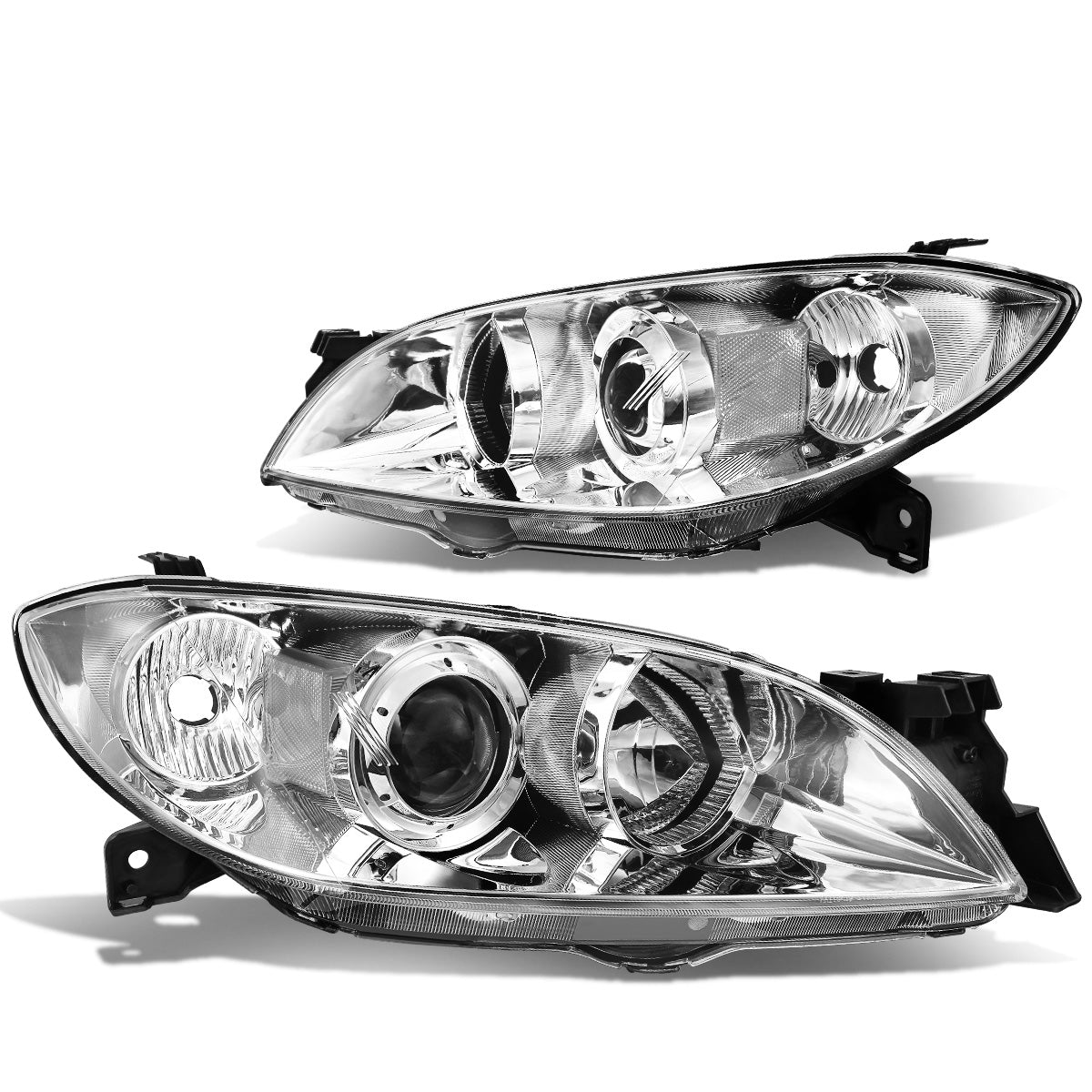 FAROS 04-09 MAZDA 3 SEDAN 4-DOOR - H7 LOW BEAM / 9005 HIGH BEAM - CHROME HOUSING / CLEAR CORNER