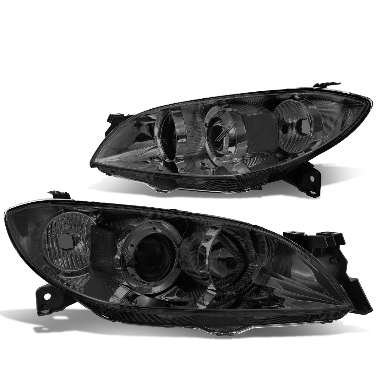 FAROS 04-09 MAZDA 3 SEDAN 4-DOOR - H7 LOW BEAM / 9005 HIGH BEAM - SMOKE HOUSING / CLEAR CORNER