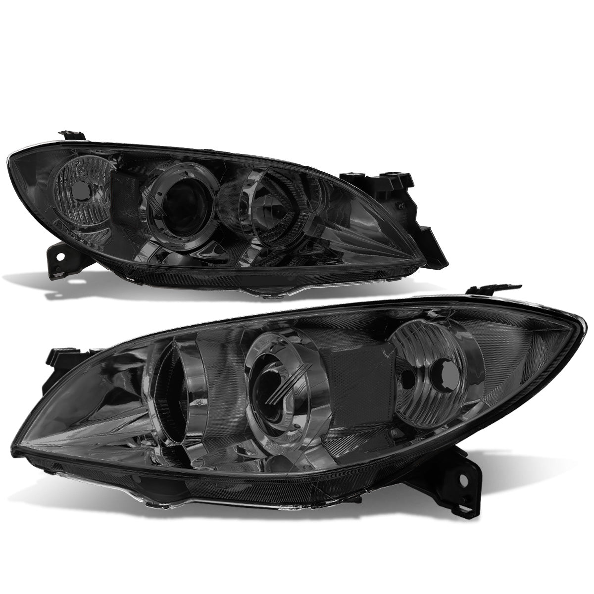 FAROS 04-09 MAZDA 3 SEDAN 4-DOOR - H7 LOW BEAM / 9005 HIGH BEAM - SMOKE HOUSING / CLEAR CORNER