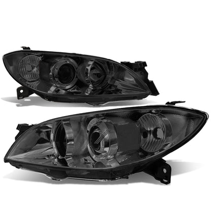 FAROS 04-09 MAZDA 3 SEDAN 4-DOOR - H7 LOW BEAM / 9005 HIGH BEAM - SMOKE HOUSING / CLEAR CORNER