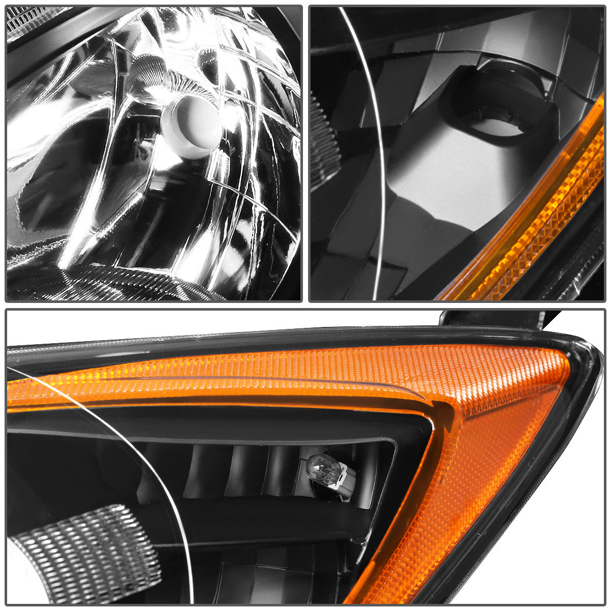 FAROS 10-13 MAZDA 3 4-DOOR - ONLY FITS MODELS WITH HALOGEN HEADLIGHTS - PROJECTOR - H11 LOW BEAM / 9005 HIGH BEAM - BLACK HOUSING / AMBER CORNER