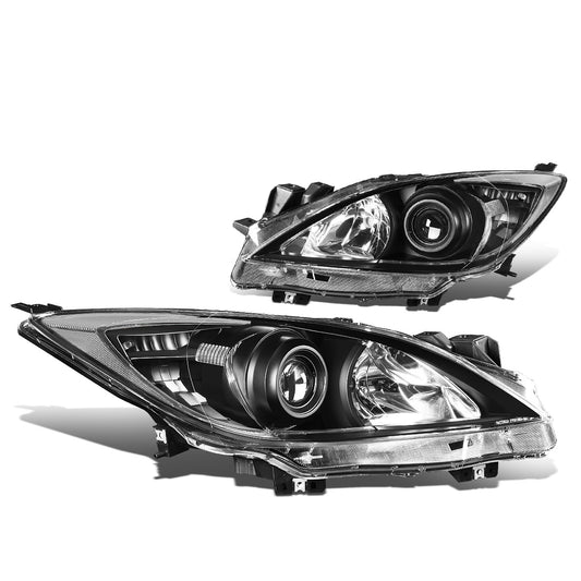 FAROS 10-13 MAZDA 3 4-DOOR - ONLY FITS MODELS WITH HALOGEN HEADLIGHTS - PROJECTOR - H11 LOW BEAM / 9005 HIGH BEAM - BLACK HOUSING / CLEAR CORNER