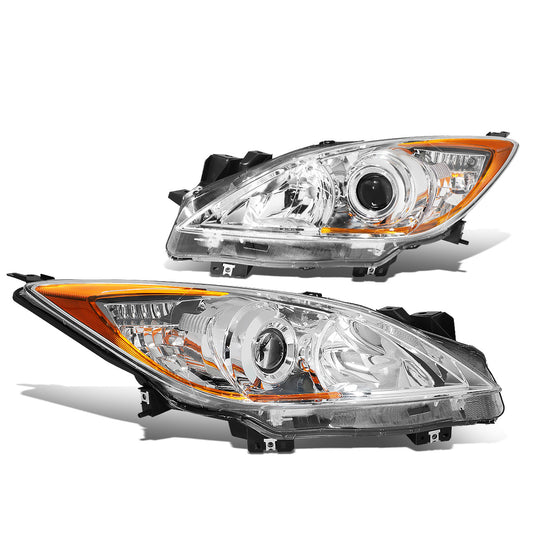 FAROS 10-13 MAZDA 3 4-DOOR - ONLY FITS MODELS WITH HALOGEN HEADLIGHTS - PROJECTOR - H11 LOW BEAM / 9005 HIGH BEAM - CHROME HOUSING / AMBER CORNER