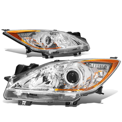 FAROS 10-13 MAZDA 3 4-DOOR - ONLY FITS MODELS WITH HALOGEN HEADLIGHTS - PROJECTOR - H11 LOW BEAM / 9005 HIGH BEAM - CHROME HOUSING / AMBER CORNER