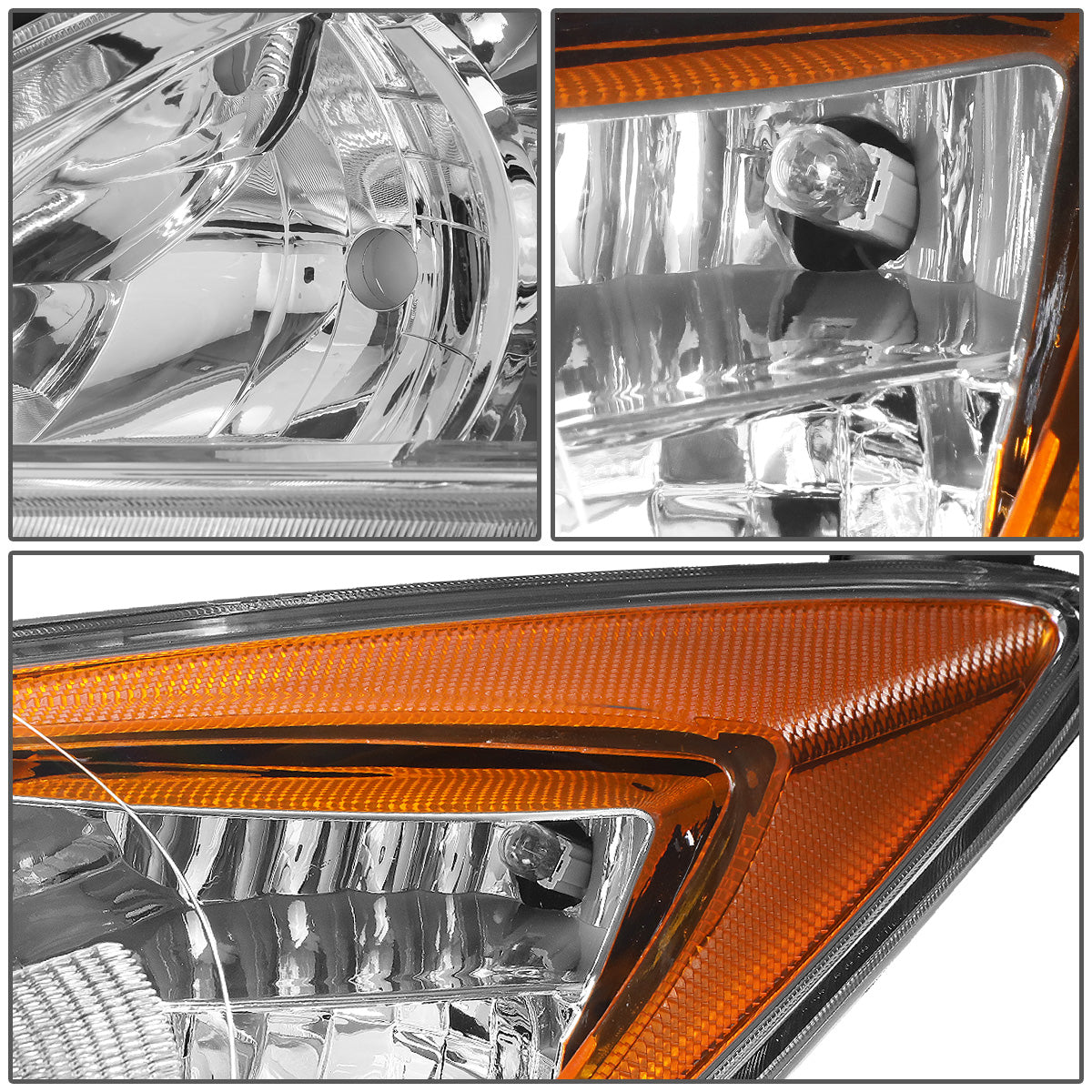 FAROS 10-13 MAZDA 3 4-DOOR - ONLY FITS MODELS WITH HALOGEN HEADLIGHTS - PROJECTOR - H11 LOW BEAM / 9005 HIGH BEAM - CHROME HOUSING / AMBER CORNER