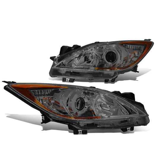 FAROS 10-13 MAZDA 3 4-DOOR - ONLY FITS MODELS WITH HALOGEN HEADLIGHTS - PROJECTOR - H11 LOW BEAM / 9005 HIGH BEAM - SMOKE HOUSING / AMBER CORNER
