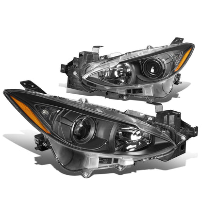 FAROS 14-16 MAZDA 3 4-DOOR - PROJECTOR - H11 LOW BEAM / 9005 HIGH BEAM - BLACK HOUSING / AMBER CORNER